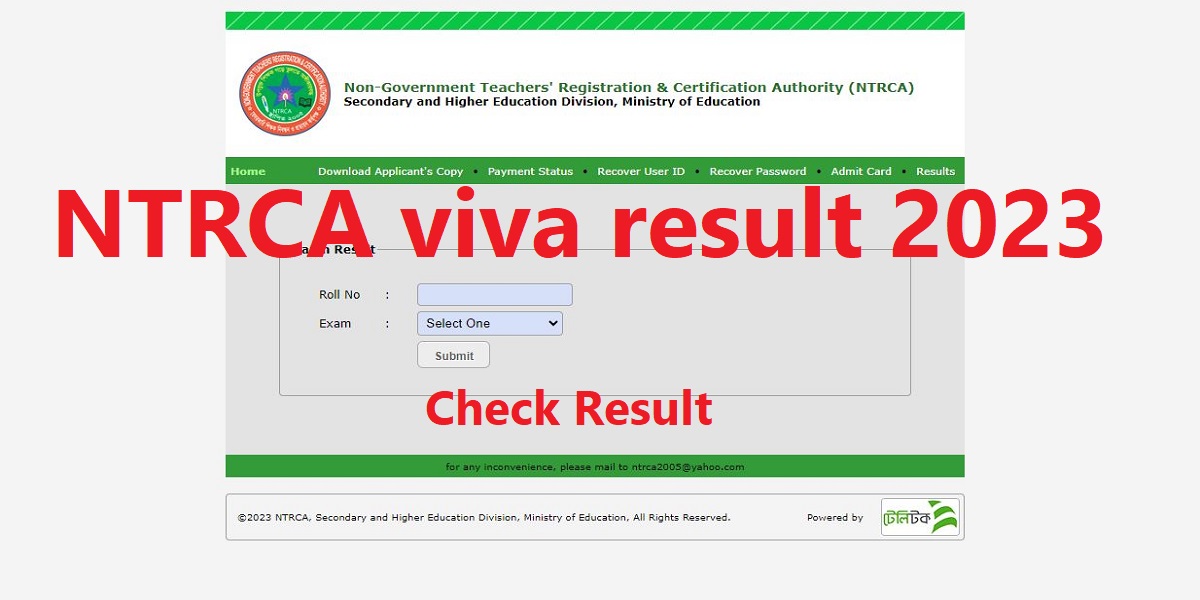 NTRCA viva result 2023
