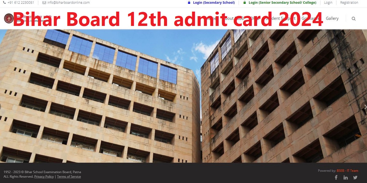 Bihar Board 12th admit card 2024