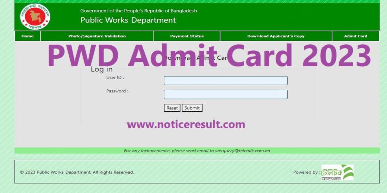 PWD Admit Card 2023